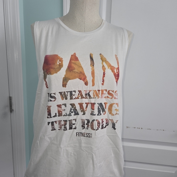 Tops - White Fitness Graphic Tank Top